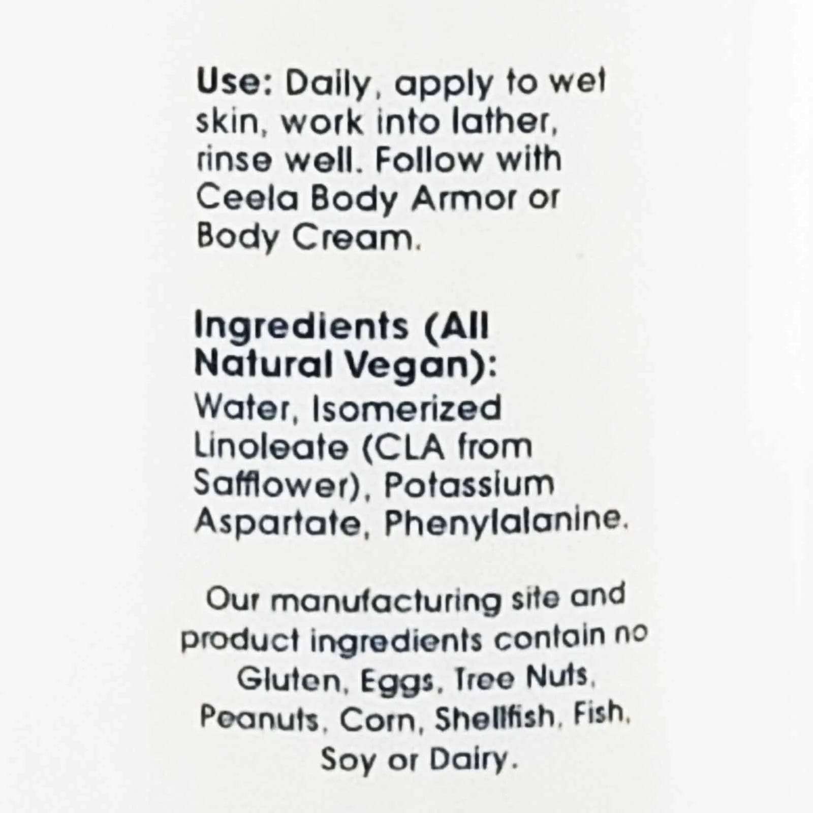 Body Wash Cleansing Natural Healthy Vegan Common Allergen Free Ceela Naturals
