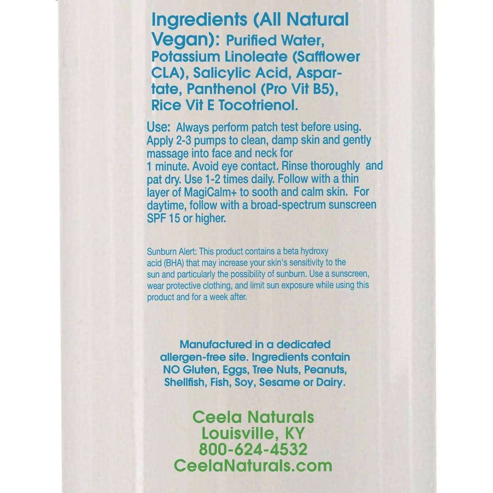 Clean S Facial Cleanser Exfoliant Salicylic Acid Ceela Naturals