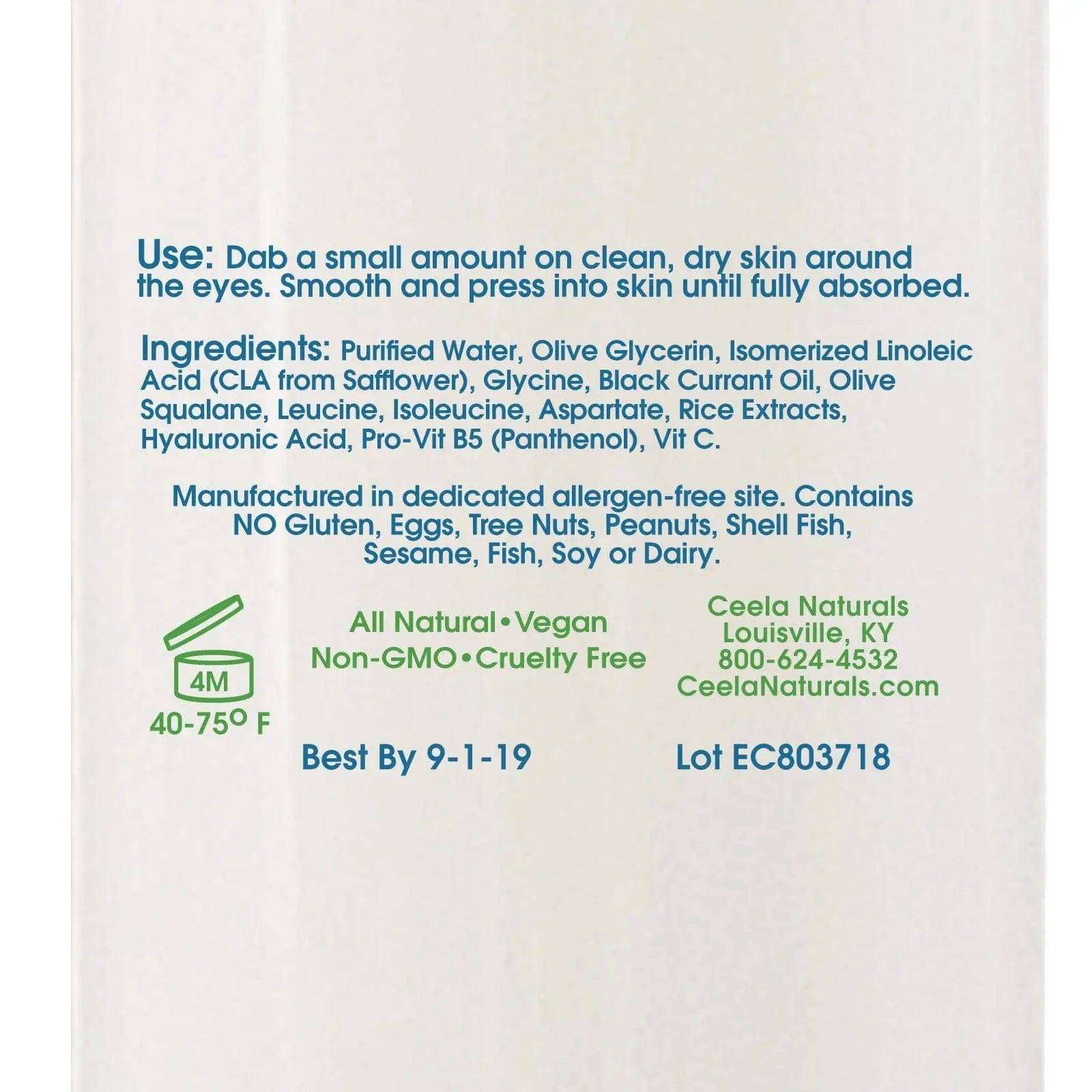 Eye Care-Nourishing Cream Natural common allergen free Ceela Naturals