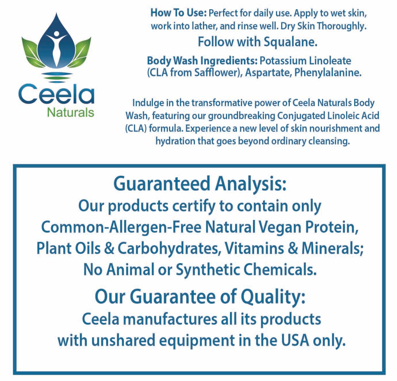 Body Wash:   Gentle, Nourishing  and Common Allergen Free