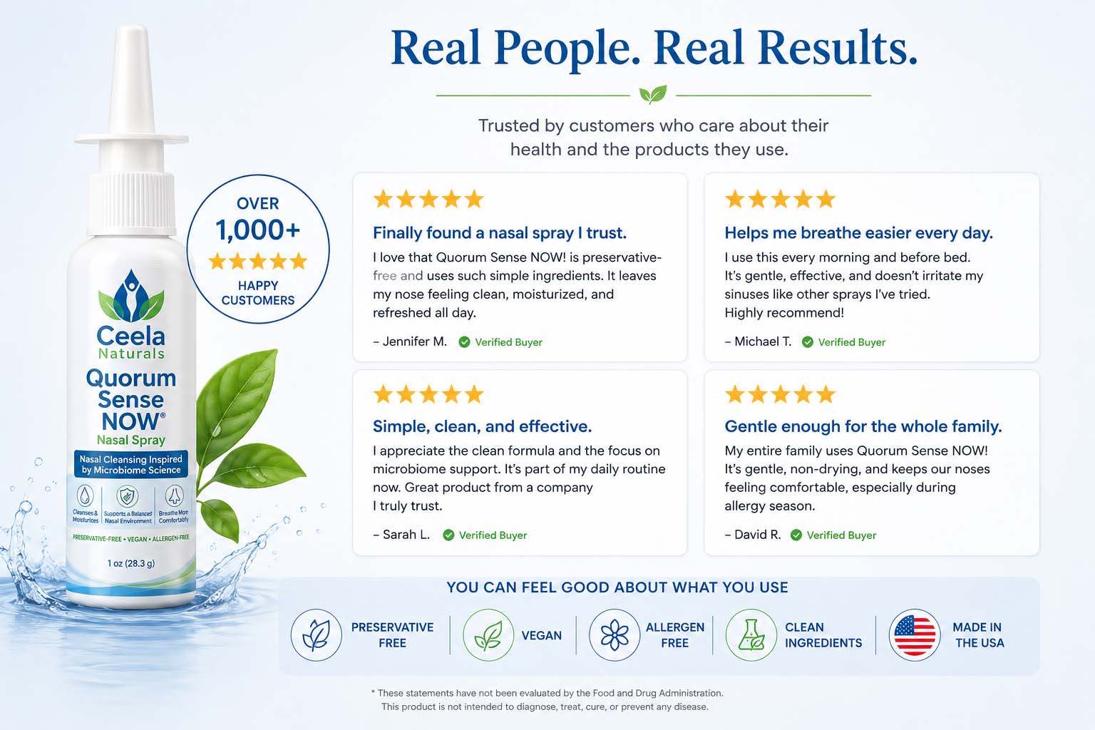 Quorum Sense NOW! CLA Nasal Spray | Preservative-Free Nasal Microbiome Support